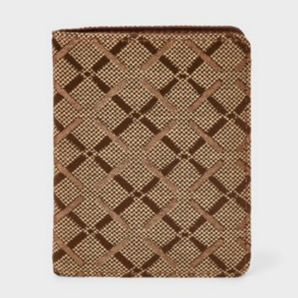 Passport Case - A New Day™ Brown: Plaid Jacquard Knit, Recycled Polyester